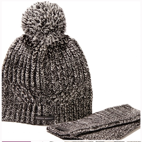 Rebecca Minkoff Gray Marled Pom Pom Beanie & Arm Warmer Glove main image 4